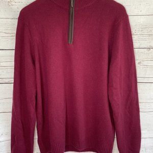 J. McLaughlin L Tate Cashmere Sweater Burgundy 1/4 Zip Knit Men Holiday $495